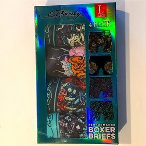 Ed Hardy Performance Boxer Briefs 4 Pack Large New